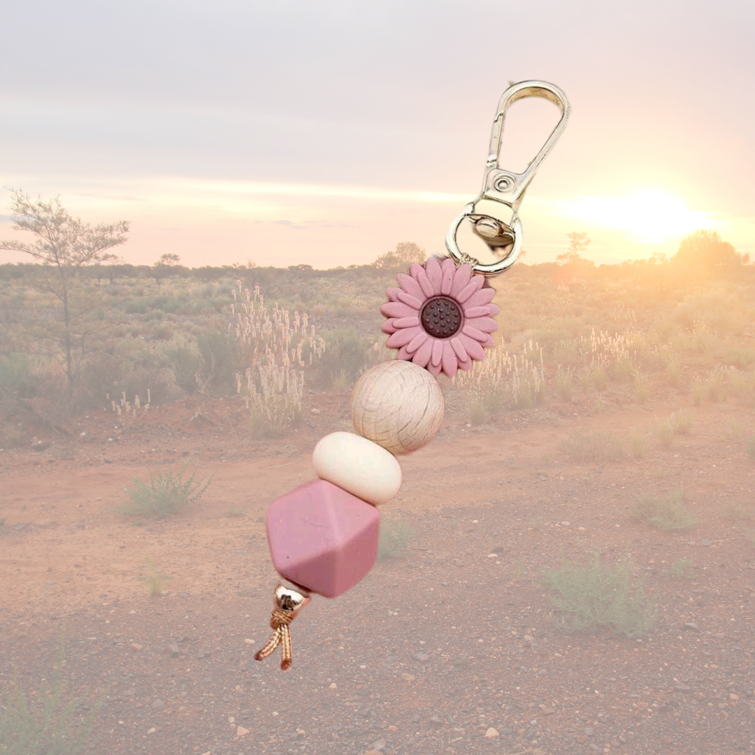 Sunburnt Country Clothing - Dusty Rose Sunflower Keyring