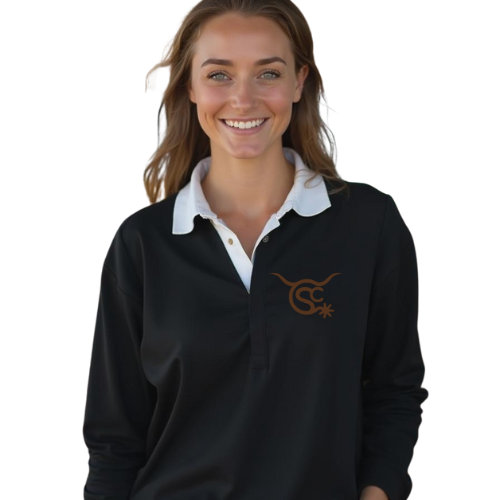 Sunburnt Country Clothing - Rugby Jumper - The Stockyard - Brown Logo