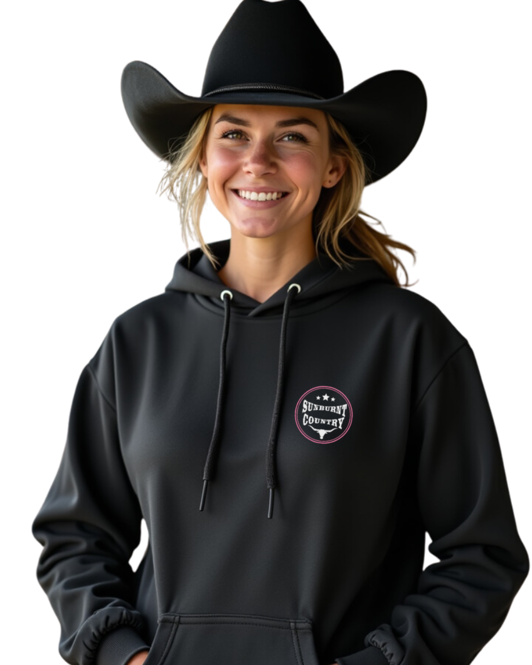 Sunburnt Country Clothing - Hoodie - Rugged Range - Black/Pink