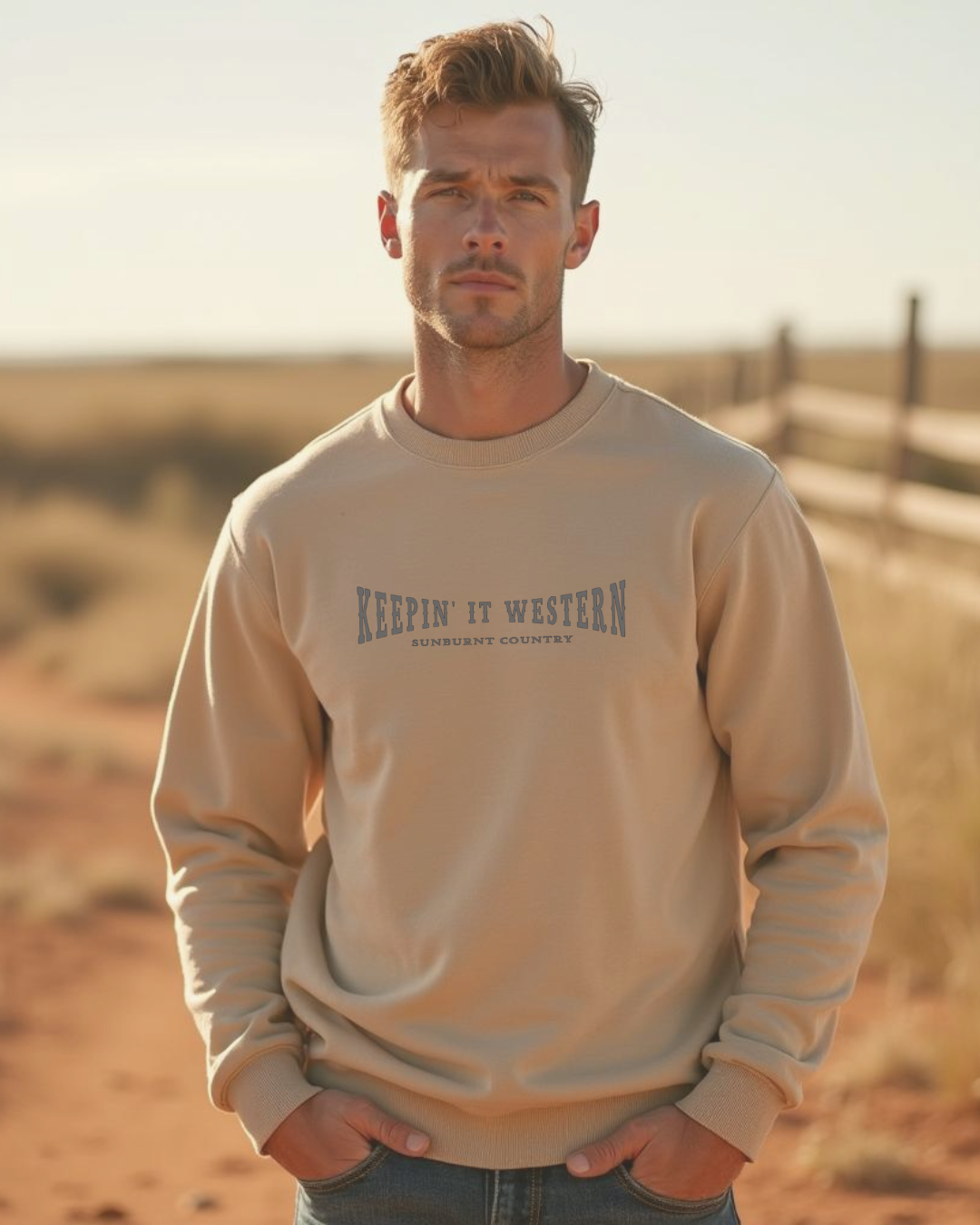 Sunburnt Country Clothing – Keepin' it Western | Country Crewneck Australia (sand)