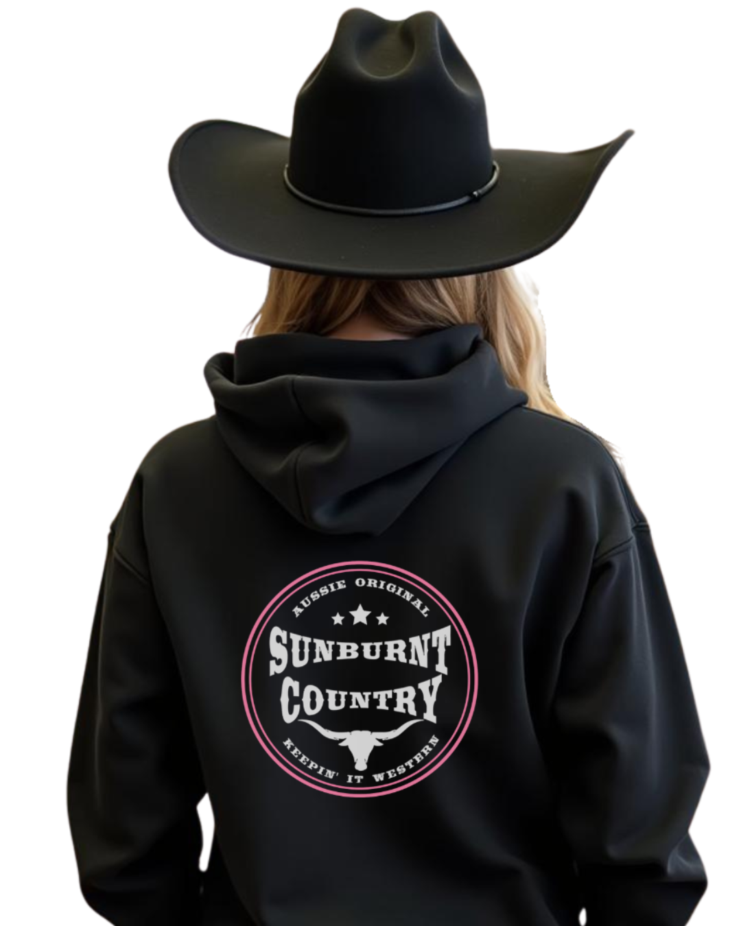 Sunburnt Country Clothing - Hoodie - Rugged Range - Black/Pink