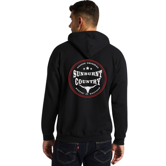 Sunburnt Country Clothing - Unisex Hoodie - Rugged Range - Black/Red