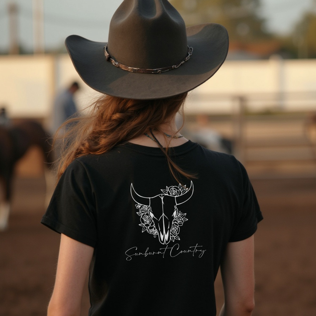 Sunburnt Country Clothing – Bloomin Skull | Ladies Country T-Shirt Australia