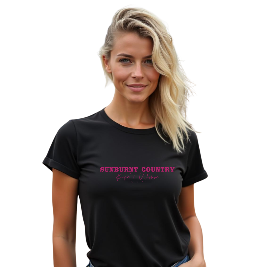 Sunburnt Country Clothing - Ladies Tee - The Jillaroo - Pink