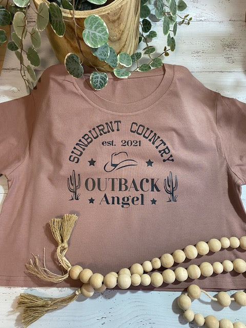 Sunburnt Country Clothing - Ladies Crop Tee - Outback Angel