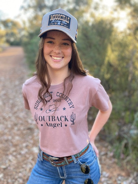 Sunburnt Country Clothing - Ladies Crop Tee - Outback Angel