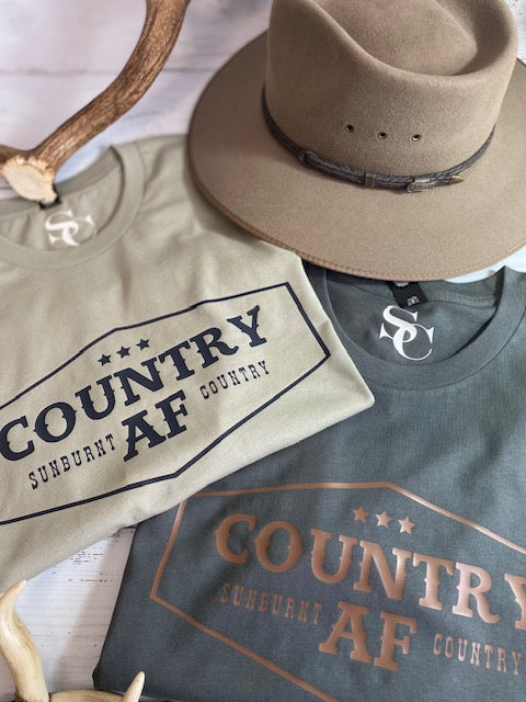 Sunburnt Country Clothing - Mens Tee - Country AF - Eucalyptus