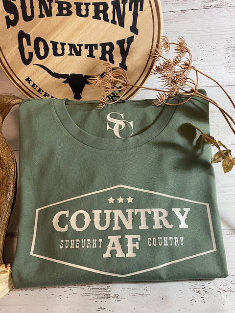 Sunburnt Country Clothing - Ladies Tee - Country AF - Sage