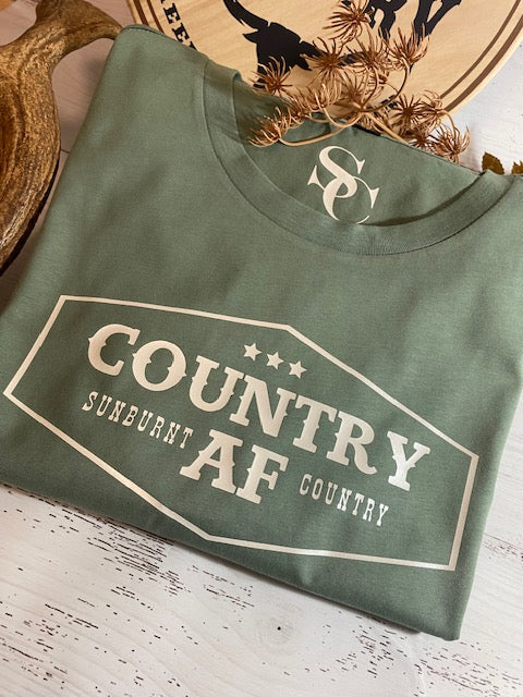 Sunburnt Country Clothing - Ladies Tee - Country AF - Sage