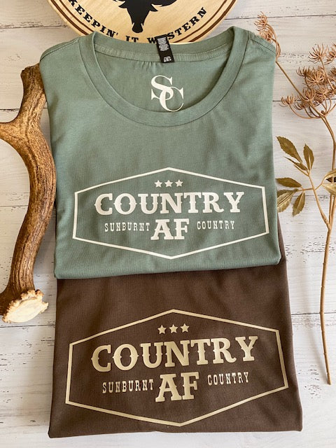 Sunburnt Country Clothing - Ladies Tee - Country AF - Walnut