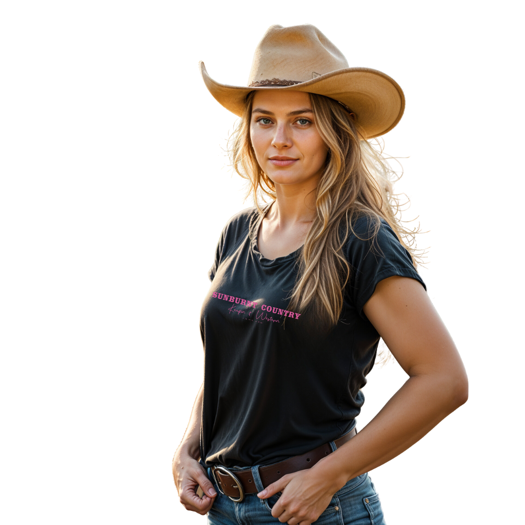 Sunburnt Country Clothing - Ladies Tee - The Jillaroo - Pink