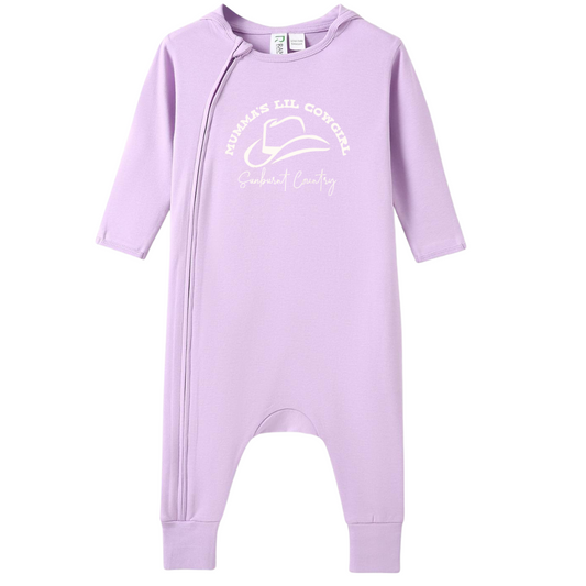 Sunburnt Country Clothing - Baby Romper - Long Sleeve - Mumma's Lil Cowgirl - Lilac