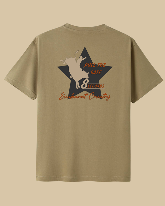 Sunburnt Country Clothing 8 seconds tee stone country t-shirt back print