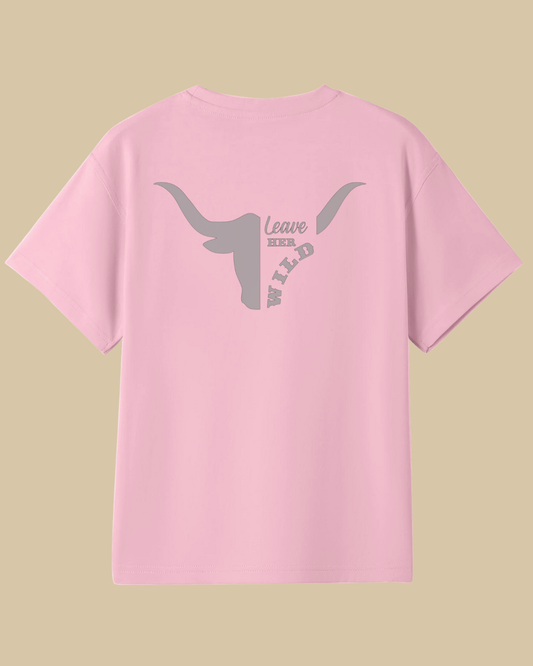 Flat lay Back of Pink girls country western t-shirt with skull design with text by Sunburnt Country Clothing, Australian kids country clothing