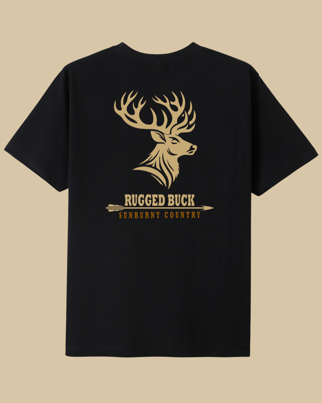 Sunburnt Country Clothing Rugged Buck tee black country t-shirt back print