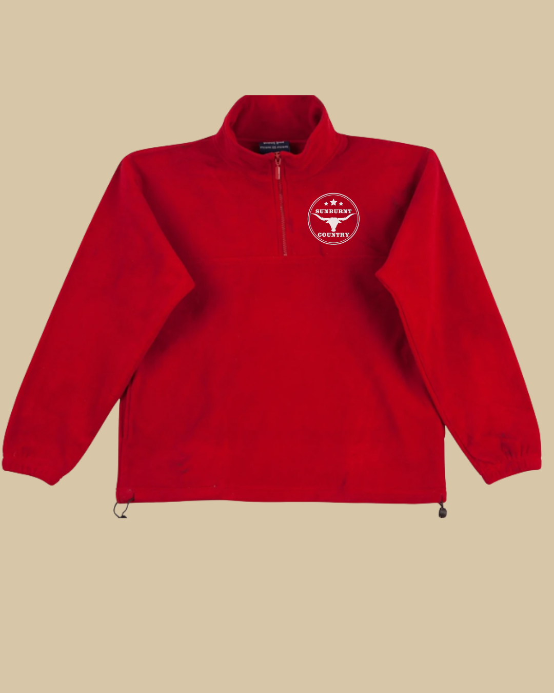 Sunburnt Country Clothing Polar Fleece in cherry red with longhorn logo
