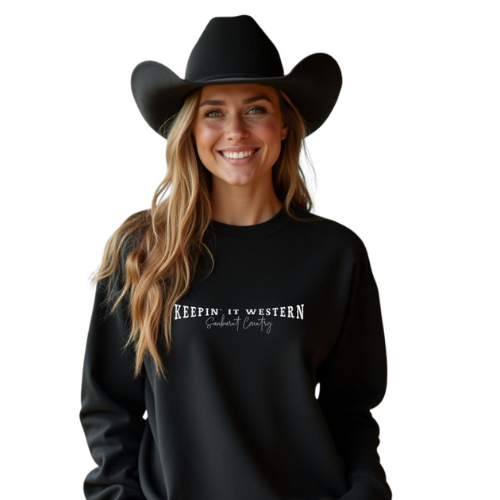 Sunburnt Country Clothing - Crewneck - Keepin' it Western - Black
