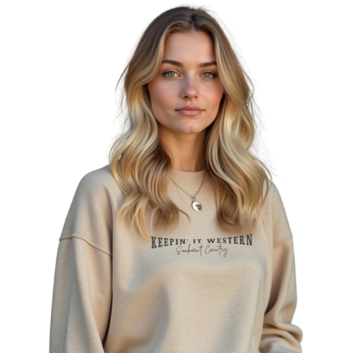 Sunburnt Country Clothing - Crewneck - Keepin' it Western - Sand