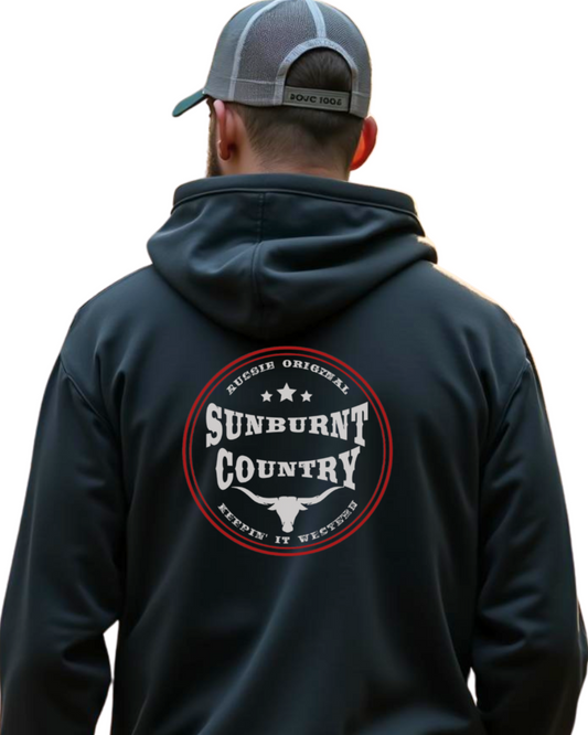Sunburnt Country Clothing - Unisex Hoodie - Rugged Range - Black/Red