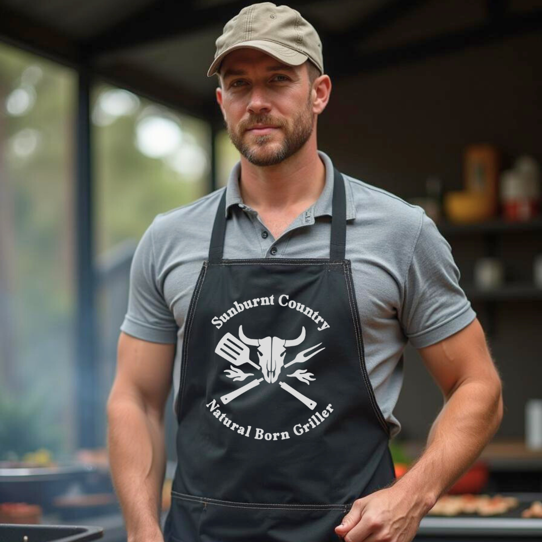 Sunburnt Country Clothing - BBQ Apron - Natural Born Griller