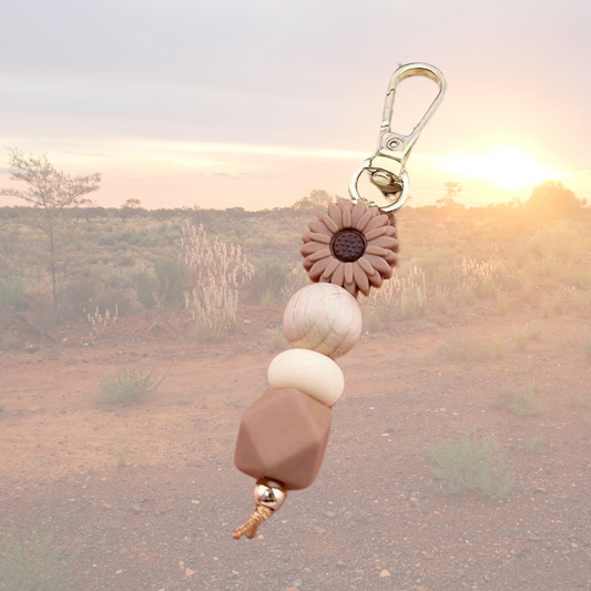 Sunburnt Country Clothing - Brown Sunflower Keyring 