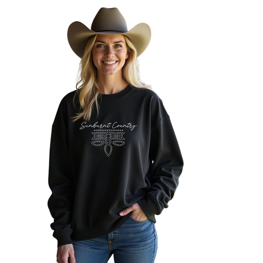 Sunburnt Country Clothing - Crewneck- Boot Stitch - Black/White