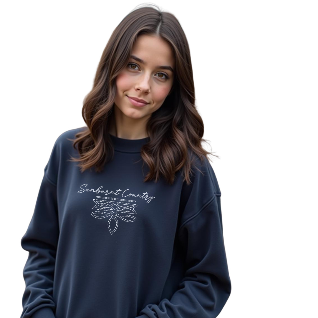 Sunburnt Country Clothing - Crewneck- Boot Stitch - Navy/White