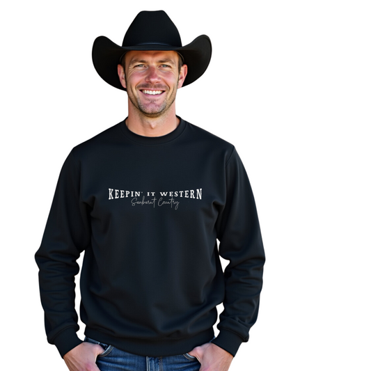 Sunburnt Country Clothing - Crewneck - Keepin' it Western - Black