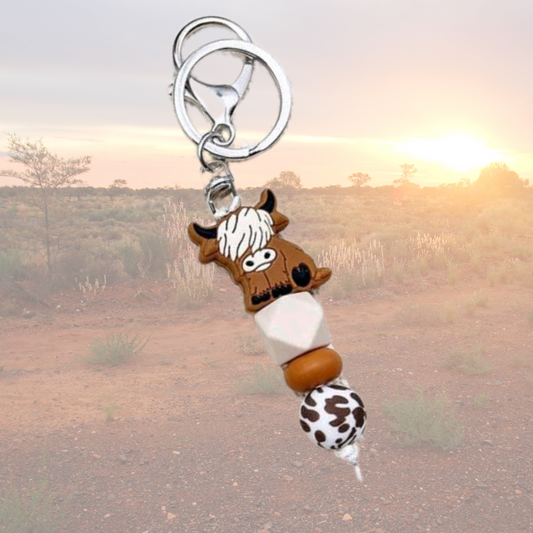 Sunburnt Country Clothing - Highland Cow Keyring - Brown