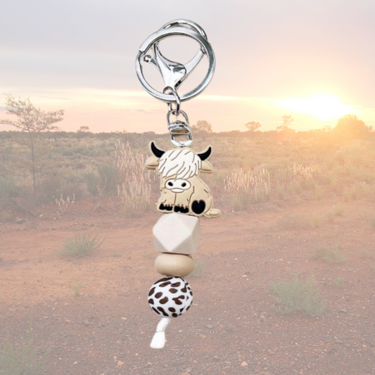 Sunburnt Country Clothing - Highland Cow Keyring - Cream