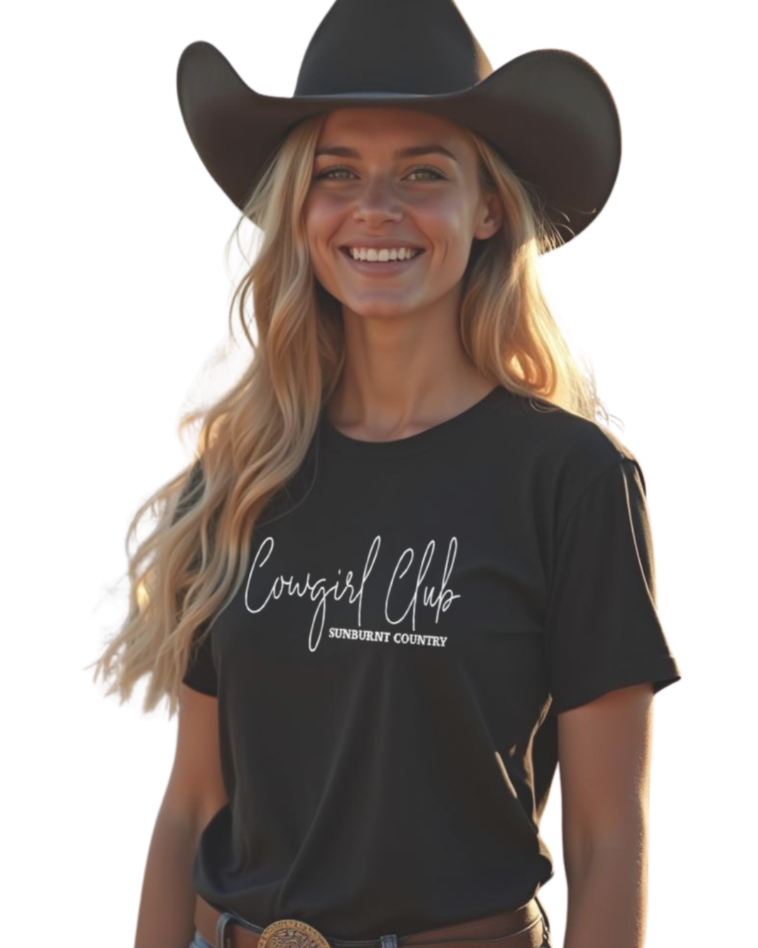 Sunburnt Country Clothing - Ladies Tee - Cowgirl Club - Black