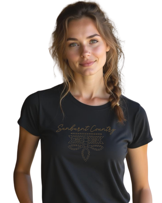Sunburnt Country Clothing - Ladies Tee - Boot Stitch - Brown