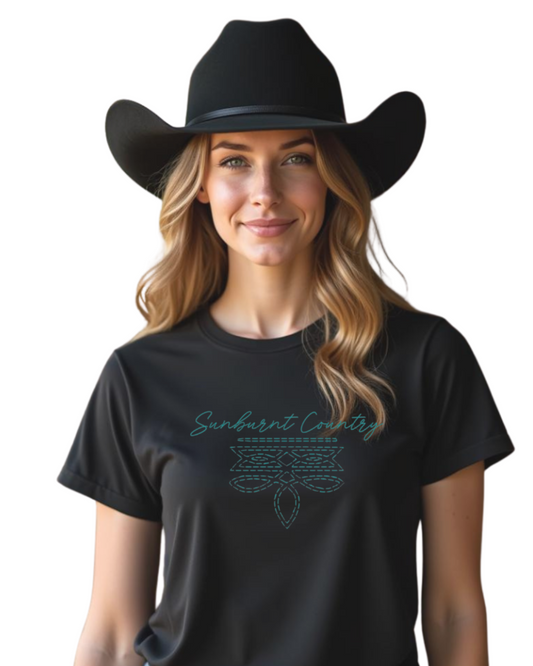 Sunburnt Country Clothing - Ladies Tee - Boot Stitch - Turquoise