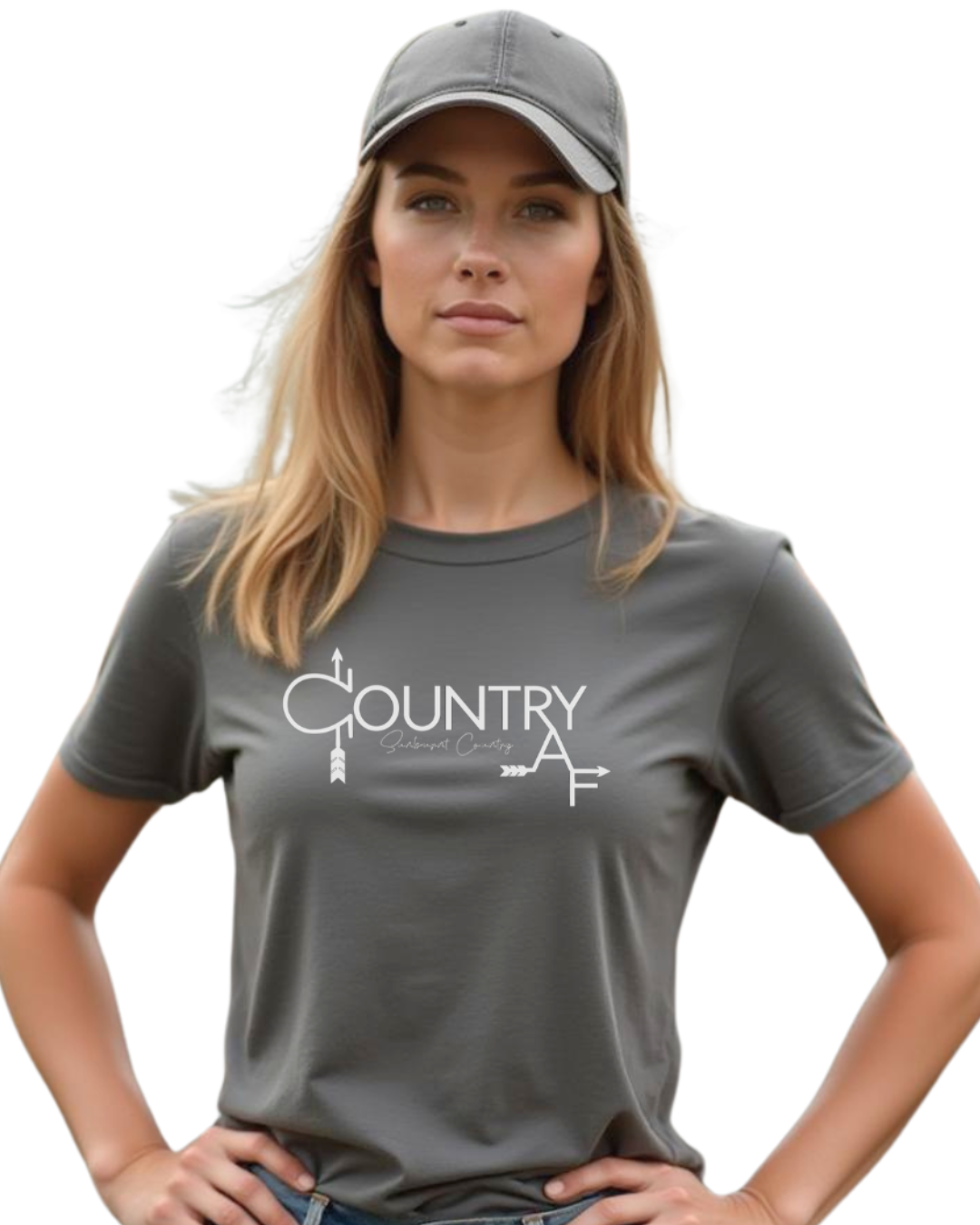 Sunburnt Country Clothing - Ladies Tee - Country AF - Charcoal