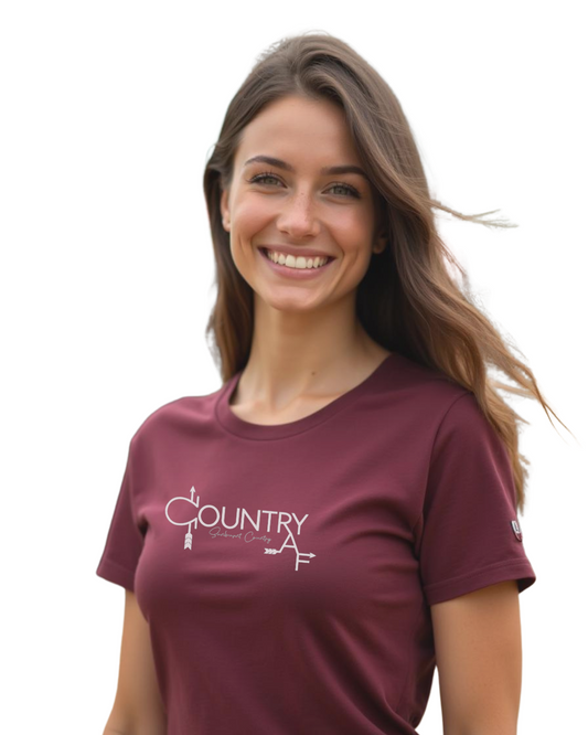 Sunburnt Country Clothing - Ladies Tee - Country AF - Maroon