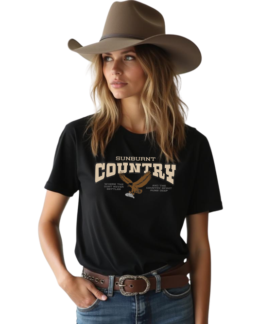 Sunburnt Country Clothing - Ladies Tee - Country Spirit - Black