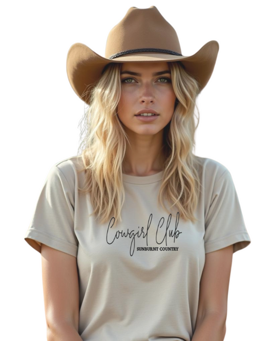 Sunburnt Country Clothing - Ladies Tee - Cowgirl Club - Bone