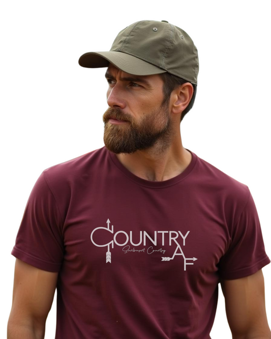 Sunburnt Country Clothing - Men's Tee - Country AF - Maroon