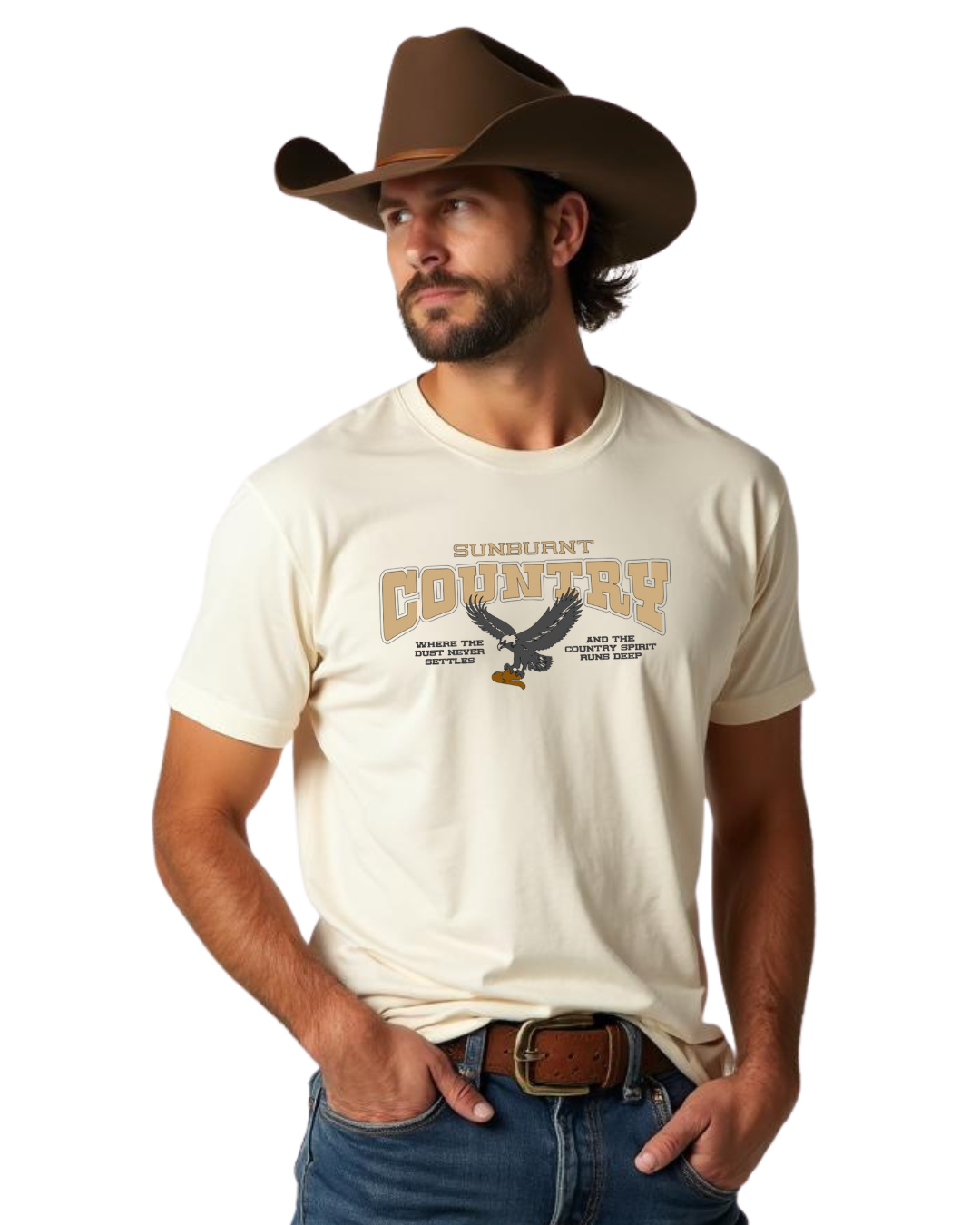 Sunburnt Country Clothing - Mens Tee - Country Spirit - Natural