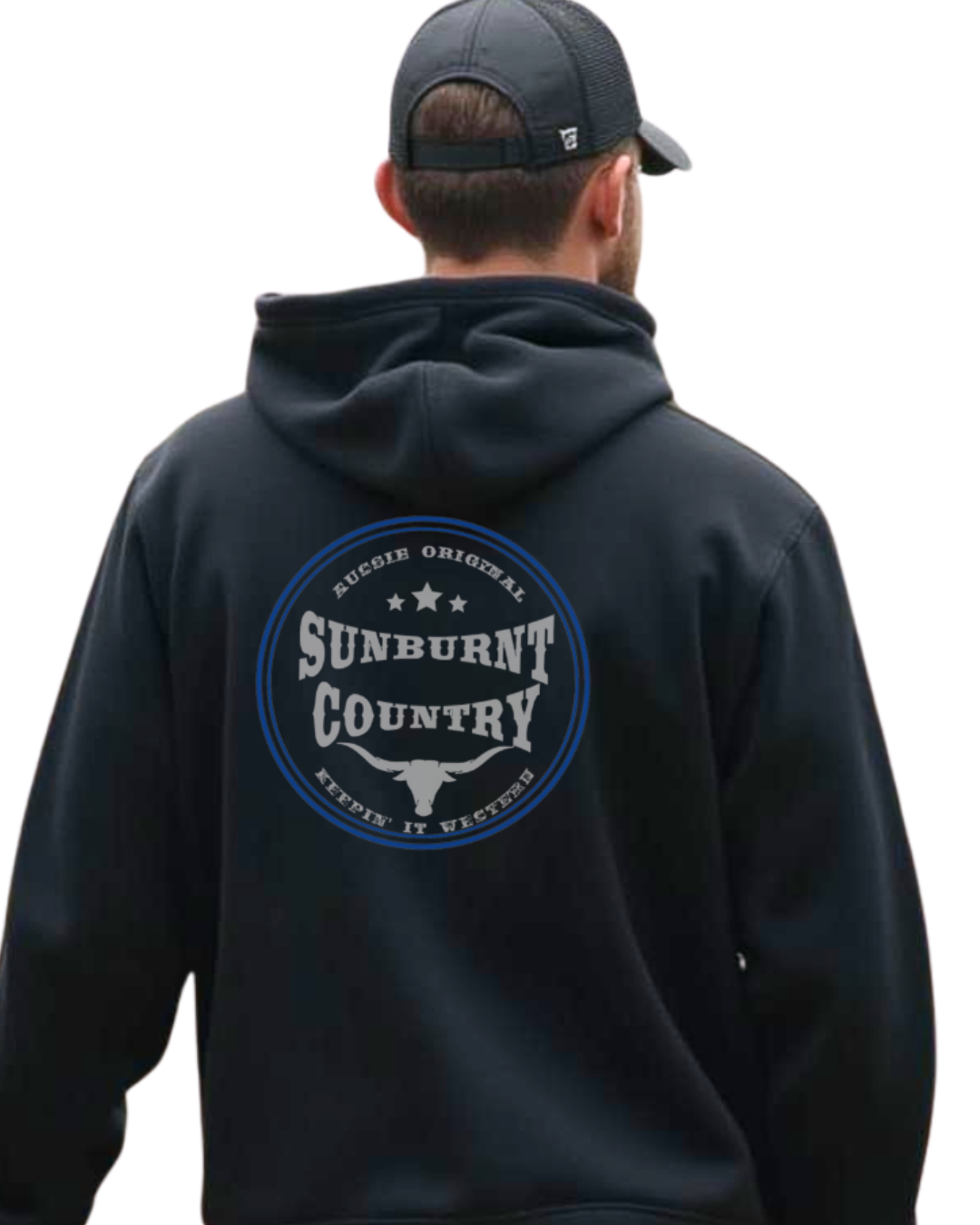 Sunburnt Country Clothing - Unisex Hoodie - Rugged Range - Black/Blue