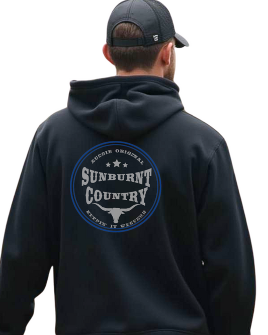 Sunburnt Country Clothing - Unisex Hoodie - Rugged Range - Black/Blue