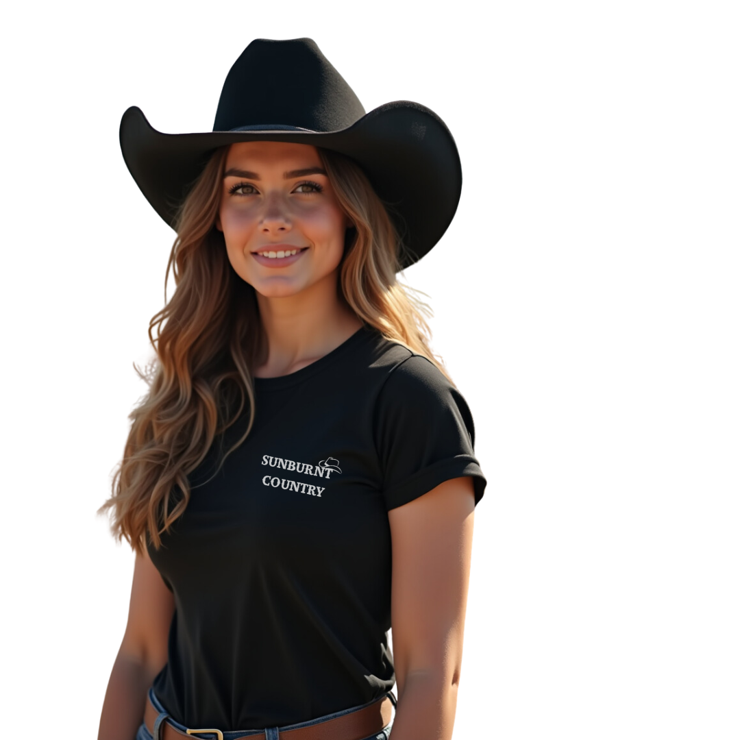 Sunburnt Country Clothing Ladies Tee - The Country Girl - Black