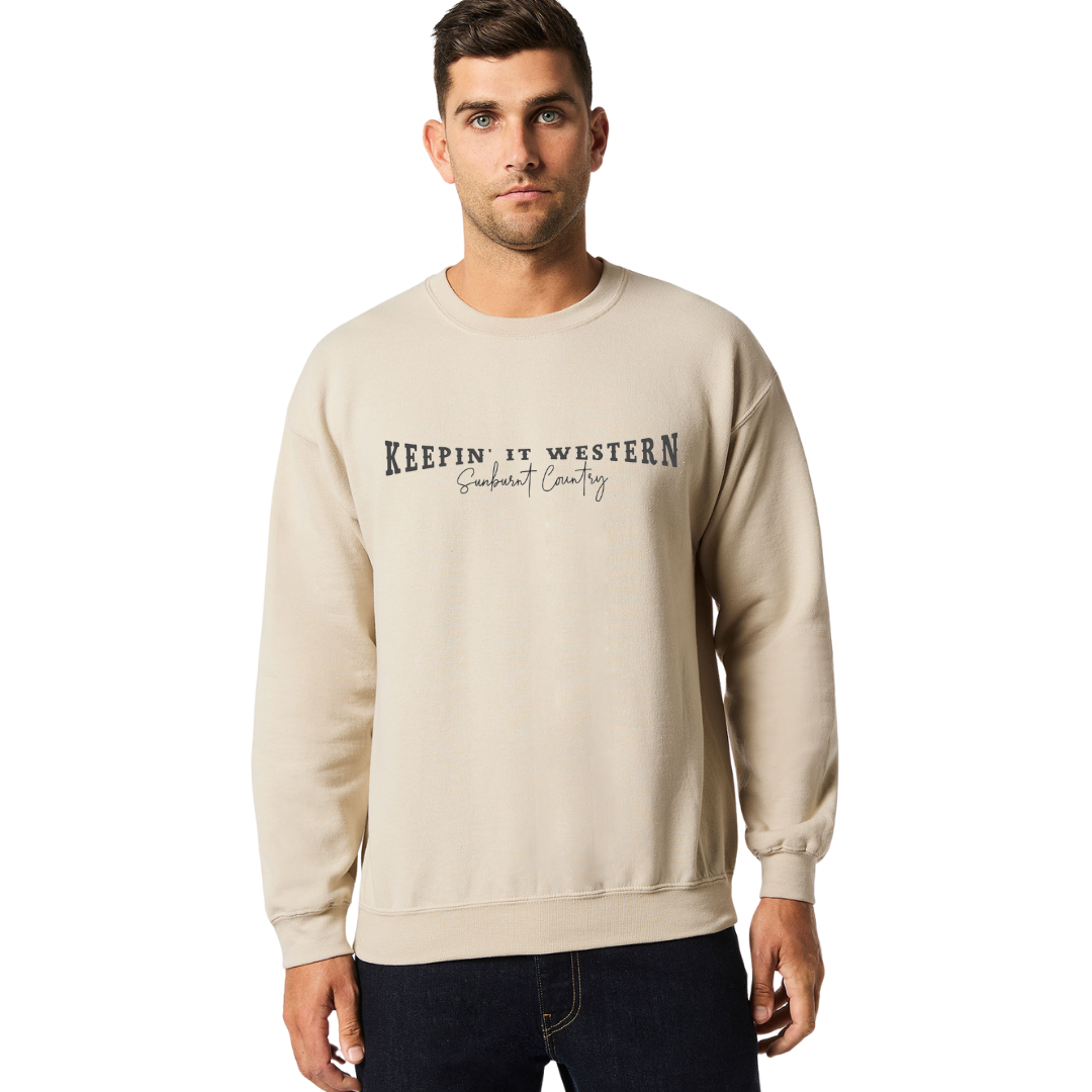 Sunburnt Country Clothing - Crewneck - Keepin' it Western - Sand