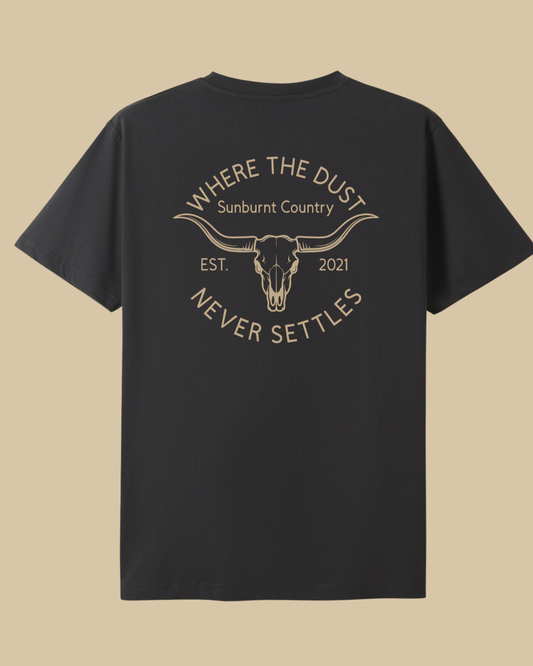 Sunburnt Country Clothing Heritage tee charcoal country t-shirt back print Australia